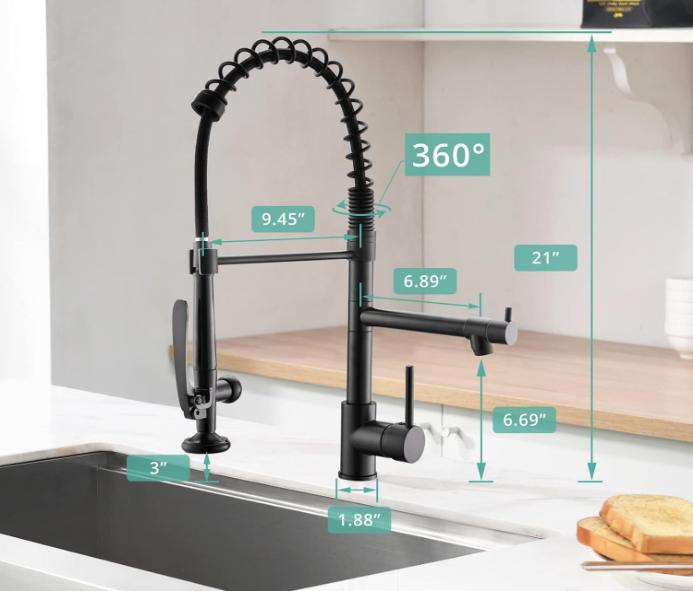 Black Kitchen Faucet,Commercial Pull Down Kitchen Sink Faucet with Sprayer