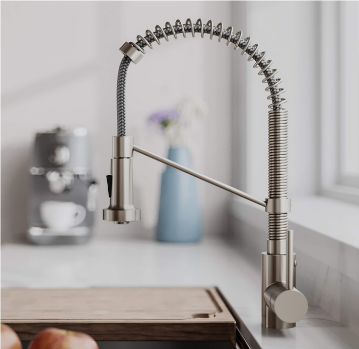  Bolden 18-Inch Commercial Kitchen Faucet with Dual Function Pull-Down Sprayhead in all-Brite Finish, Spot Free Stainless Steel