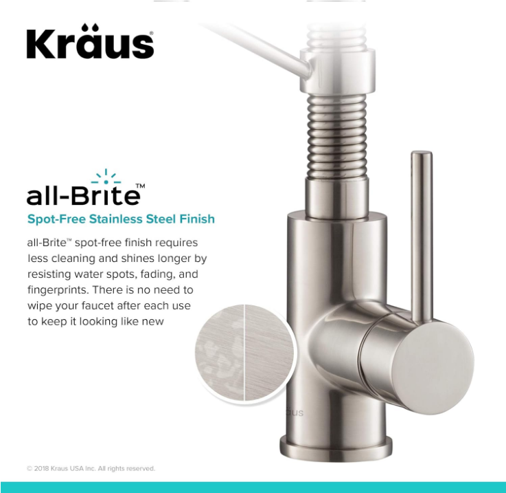  Bolden 18-Inch Commercial Kitchen Faucet with Dual Function Pull-Down Sprayhead in all-Brite Finish, Spot Free Stainless Steel