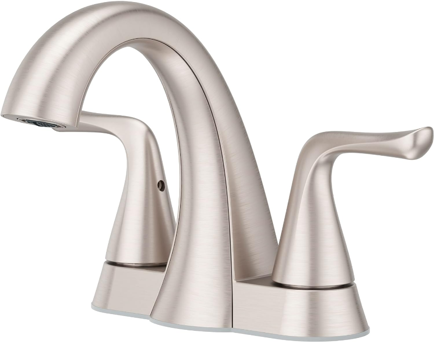  Willa Bathroom Sink Faucet, 4-Inch Centerset, 2-Handle, 3-Hole, Spot Defense Brushed Nickel Finish, LF048MALGS