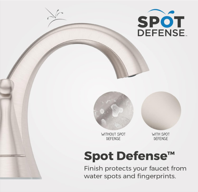 Willa Bathroom Sink Faucet, 4-Inch Centerset, 2-Handle, 3-Hole, Spot Defense Brushed Nickel Finish, LF048MALGS
