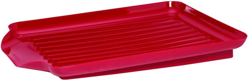  Classic Large Rust Resistant Full Dishrack with Removable 3 Compartment Flatware Caddy, Andlged Drain Board, 3-Piece, Red