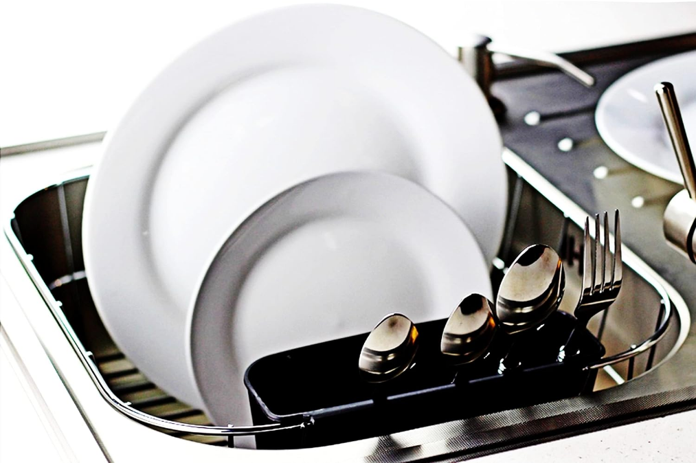 Deluxe Chrome-Plated Steel Small Dish Drainers (Black)