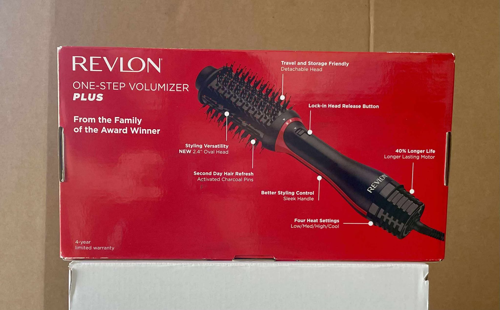 Revlon One-Step Volumizer PLUS 2.0 Hair Dryer and Hot Air Brush | 2.4" Detachable Head, 4 Heat Settings - Black