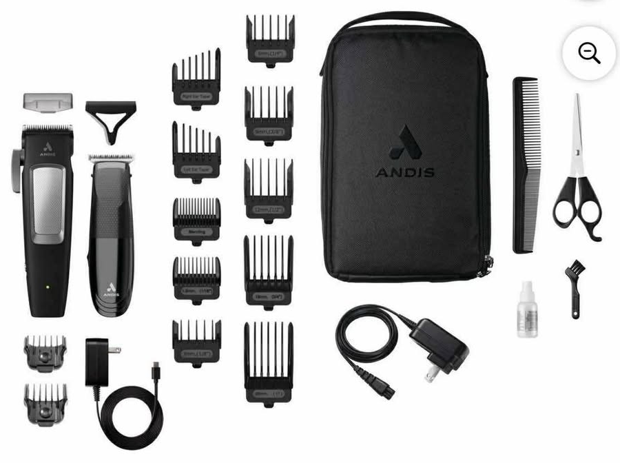 Andis inCRED Cordless Combo Clipper and T-Blade Trimmer, 23-Piece Lithium-Ion Home Haircutting Kit