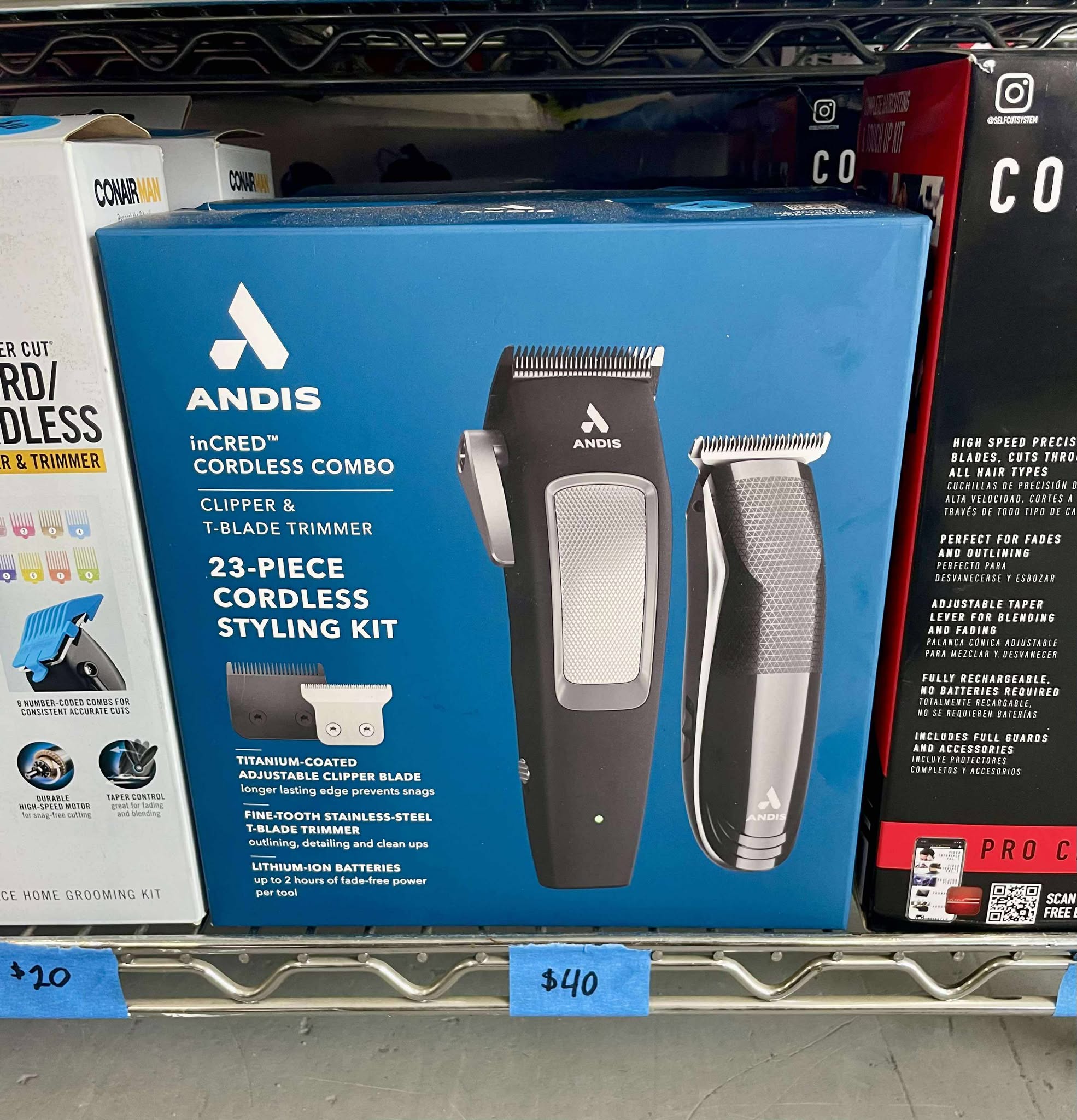Andis inCRED Cordless Combo Clipper and T-Blade Trimmer, 23-Piece Lithium-Ion Home Haircutting Kit