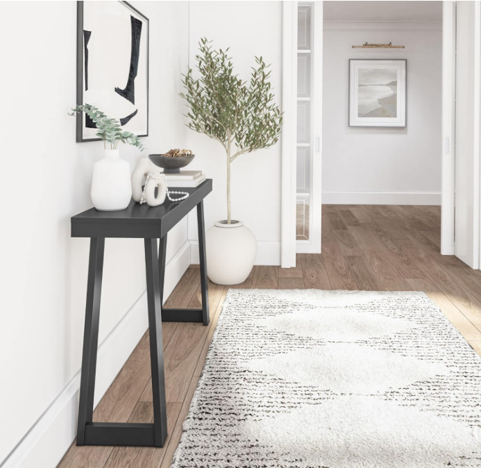 Solid Wood Console Table, 46.25 Inch, Sofa Table, Narrow Entryway Table for Hallway, Behind The Couch, Living Room, Foyer, Easy Assembly, Black
