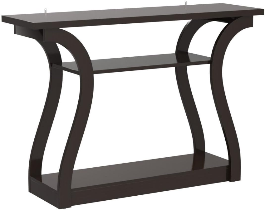 3 Tier Narrow Console Table Accent Sofa Table Wood Entryway Table Decorative Hallway Table with Shelves, Curved Frame for Living Room Front Door Entrance, 47 in Espresso