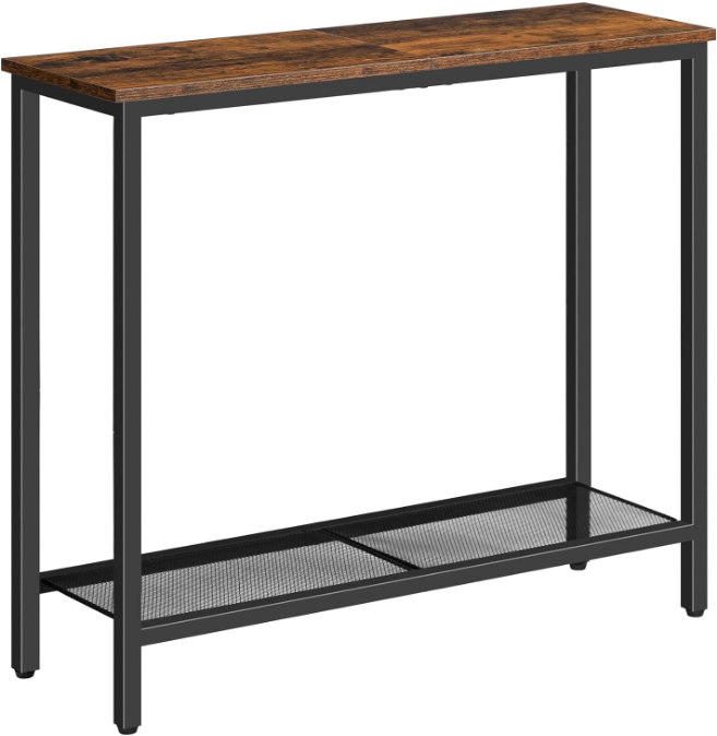 29.5" Narrow Console Table, Small Entryway Table with Shelf, 2 Tier Thin Sofa Table, Side Table, Display Table, for Hallway, Living Room, Bedroom, Rustic Brown and Black BF74XG01