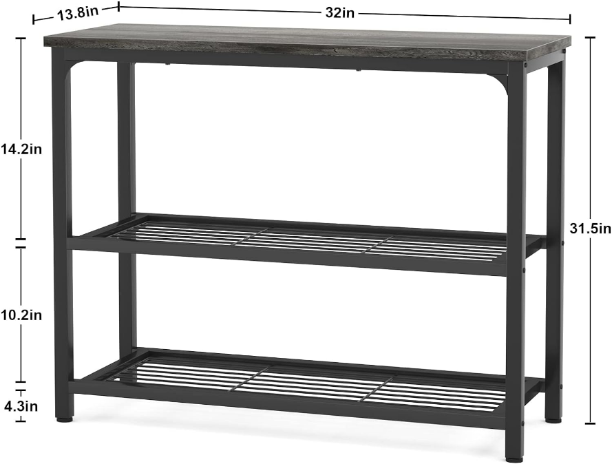  Small Console Table, Sofa Table with Double Mesh Shelves, Modern Entryway Table for Entryway, Hallway, Foyer, Front Hall, Sofa Couch, Living Room, Bar, Kitchen, 32 Inch, Grey