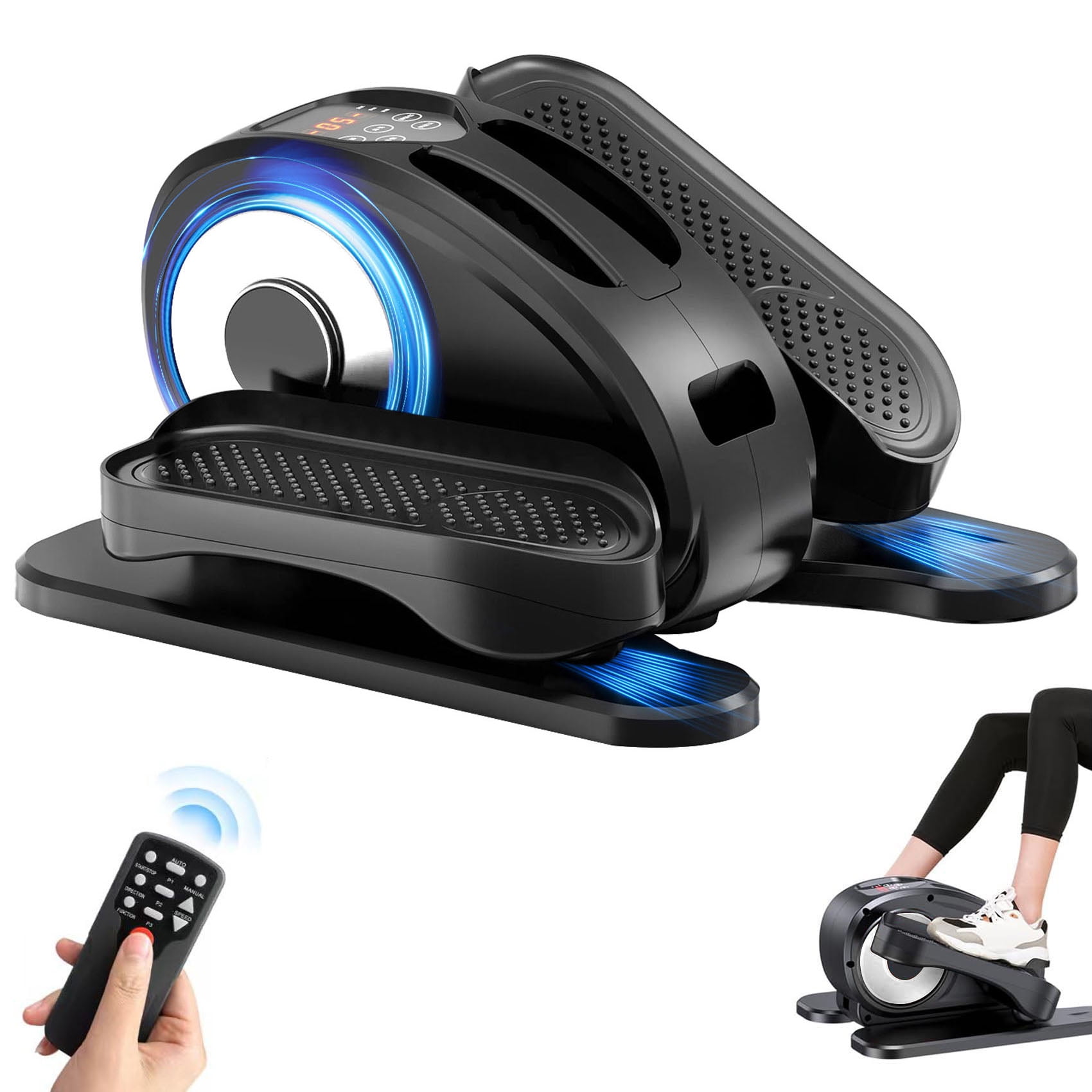 PROHIKER Under Desk Elliptical Machine, Elliptical Trainer with Remote Control Seated Pedal Exerciser, Electric Portable Elliptical Stepper, Mini Elliptical Leg Exerciser for Seniors Adults and Teens