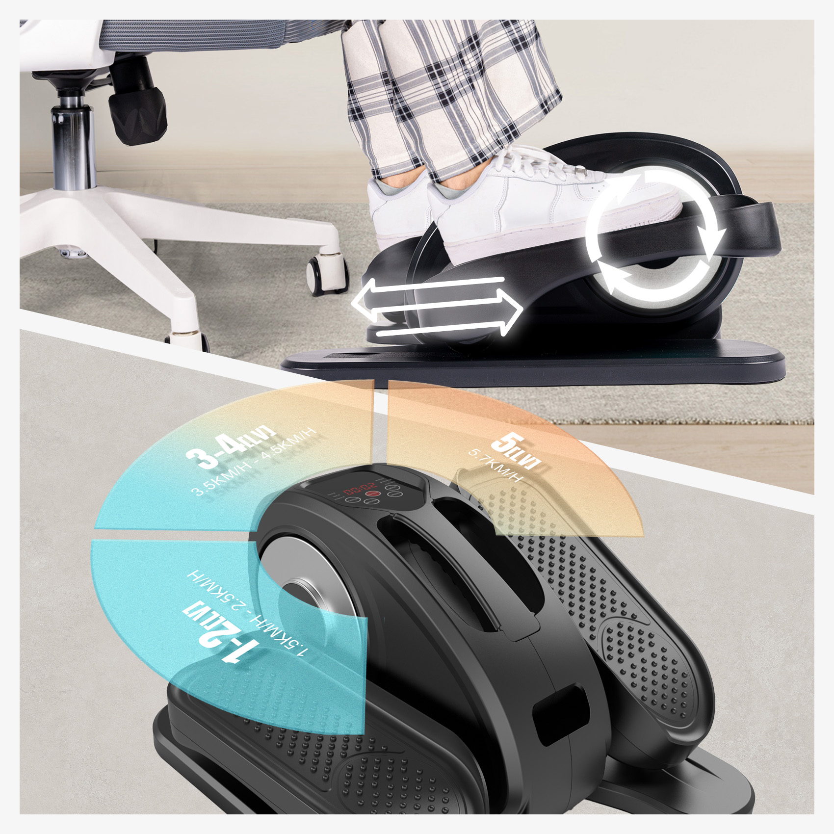 PROHIKER Under Desk Elliptical Machine, Elliptical Trainer with Remote Control Seated Pedal Exerciser, Electric Portable Elliptical Stepper, Mini Elliptical Leg Exerciser for Seniors Adults and Teens