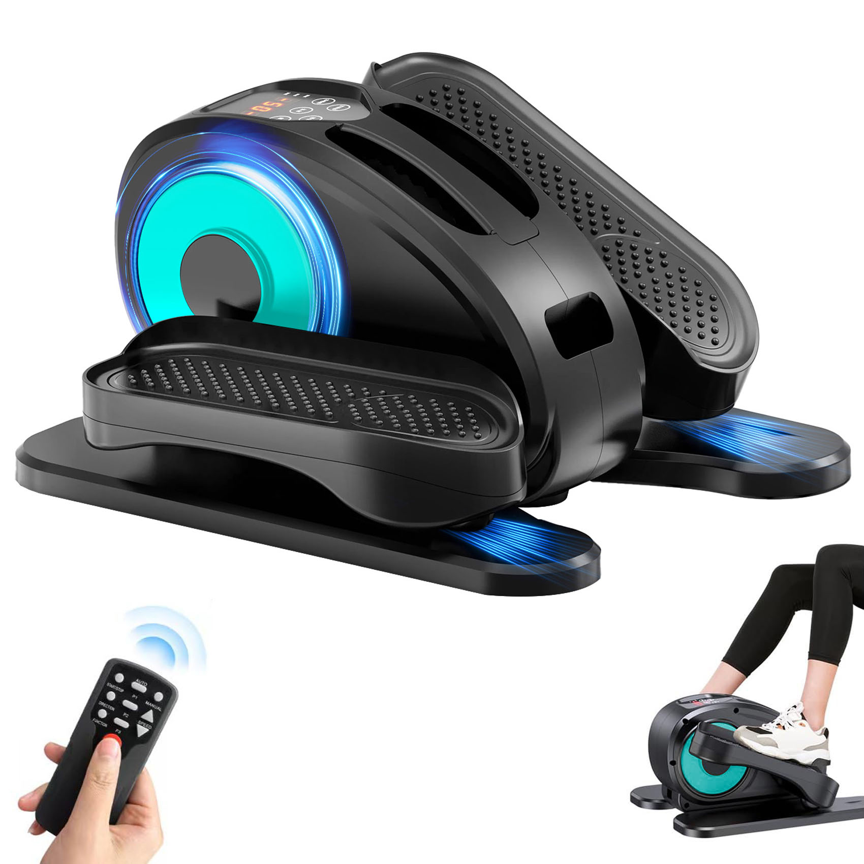 PROHIKER Under Desk Elliptical Machine, Elliptical Trainer with Remote Control Seated Pedal Exerciser, Electric Portable Elliptical Stepper, Mini Elliptical Leg Exerciser for Seniors Adults and Teens