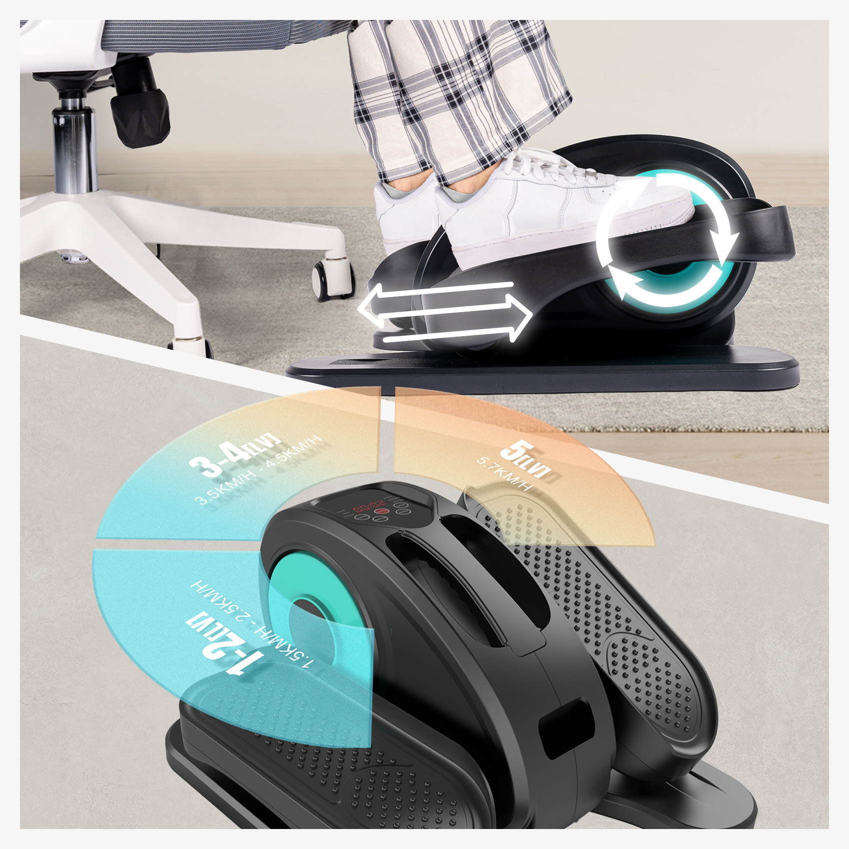 PROHIKER Under Desk Elliptical Machine, Elliptical Trainer with Remote Control Seated Pedal Exerciser, Electric Portable Elliptical Stepper, Mini Elliptical Leg Exerciser for Seniors Adults and Teens