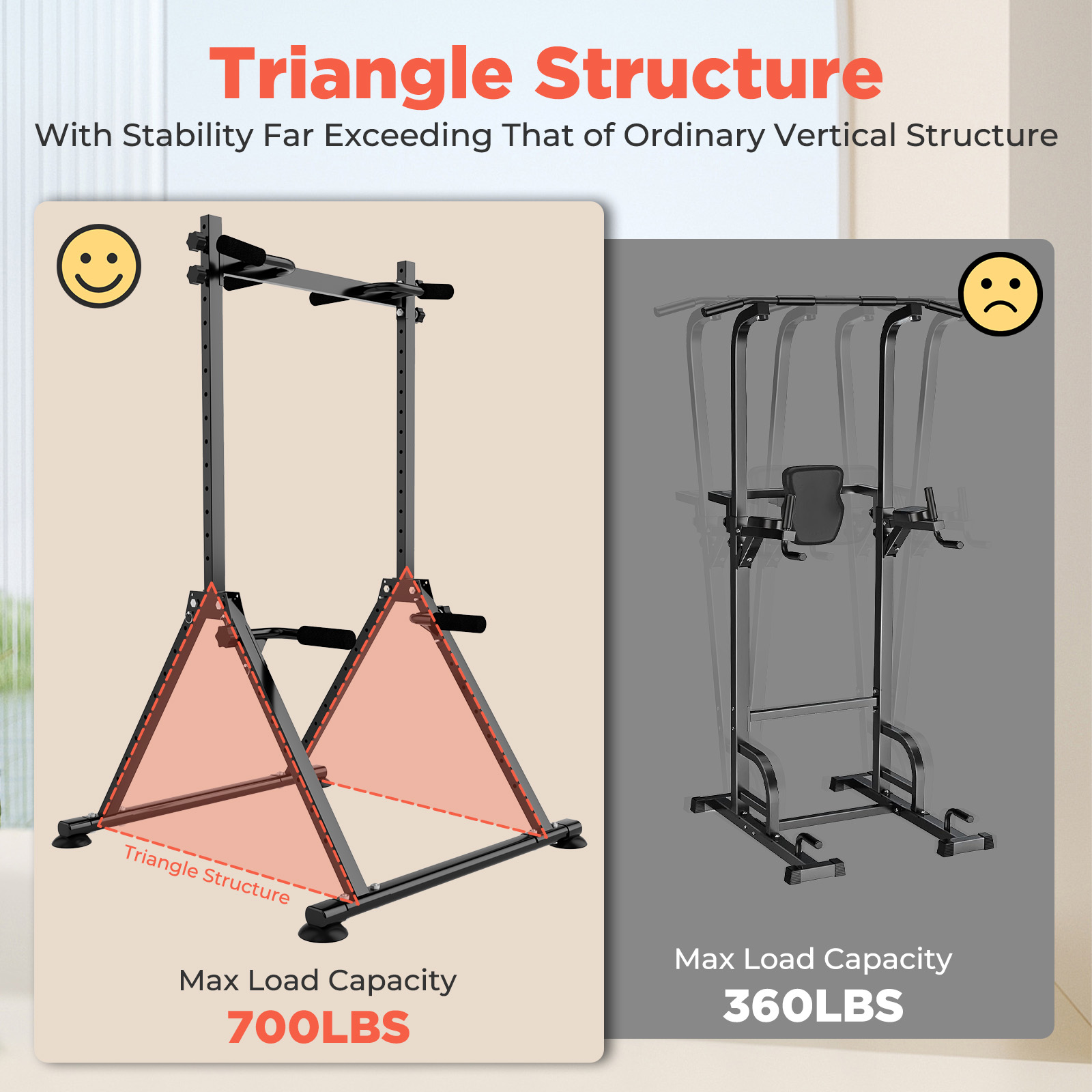 PROHIKER Power Tower Foldable Pull Up Bar Station for Home Gym Workout Dip Bar Station Multi-Function Pull Up Stand Adjustable Height Heavy Duty Strength Training Fitness Equipment