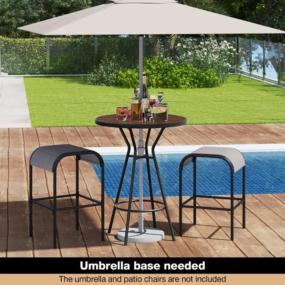 Tappio 28 Inch Patio Bar Table, Round Outdoor Bar Height Bistro Table Dining Table Pub Table with Umbrella Hole for Patio Yard Poolside