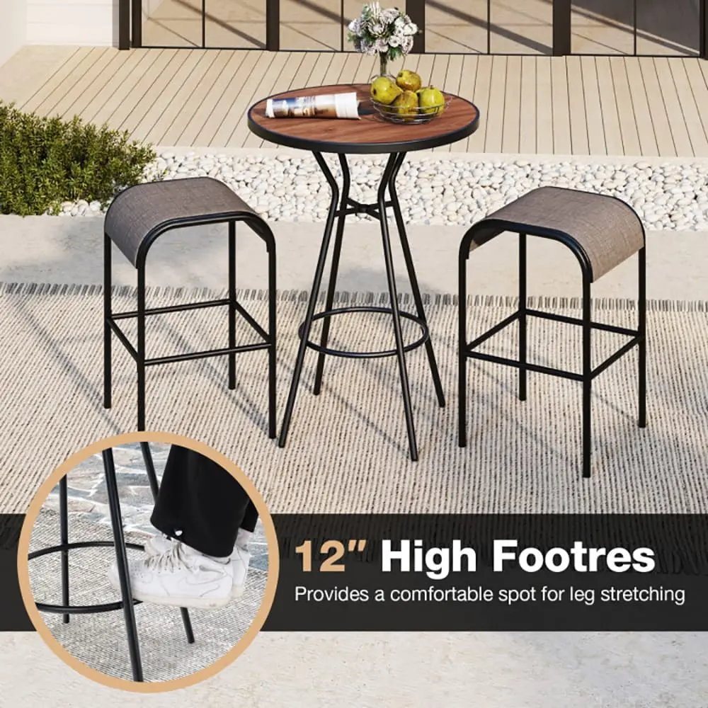 Tappio 28 Inch Patio Bar Table, Round Outdoor Bar Height Bistro Table Dining Table Pub Table with Umbrella Hole for Patio Yard Poolside