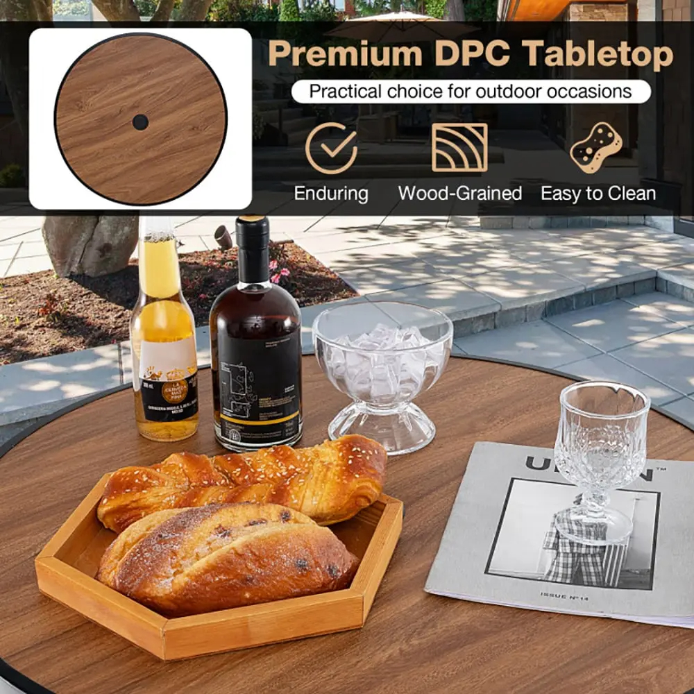 Tappio 28 Inch Patio Bar Table, Round Outdoor Bar Height Bistro Table Dining Table Pub Table with Umbrella Hole for Patio Yard Poolside