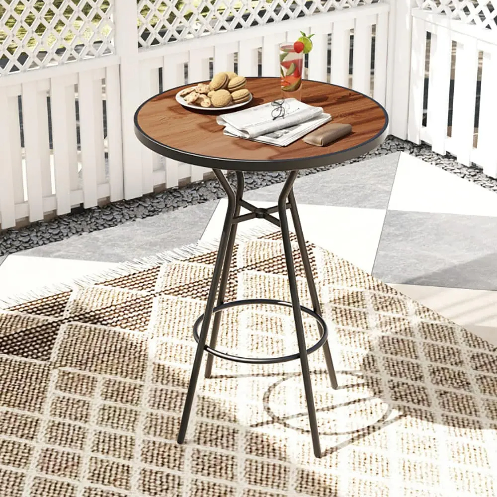 Tappio 28 Inch Patio Bar Table, Round Outdoor Bar Height Bistro Table Dining Table Pub Table with Umbrella Hole for Patio Yard Poolside