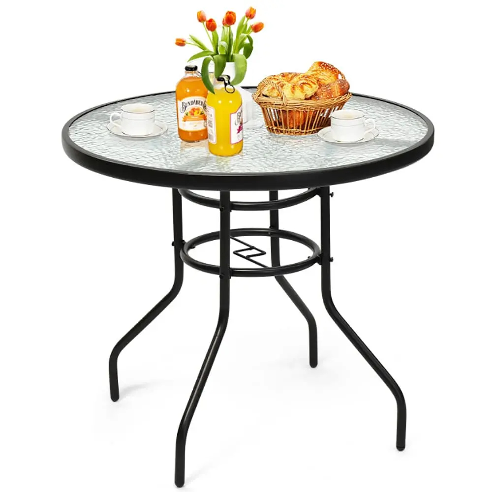 Tappio 32 Inch Patio Bar Table, Round Outdoor Bar Height Bistro Table Dining Table Pub Table with Umbrella Hole for Patio Yard Poolside