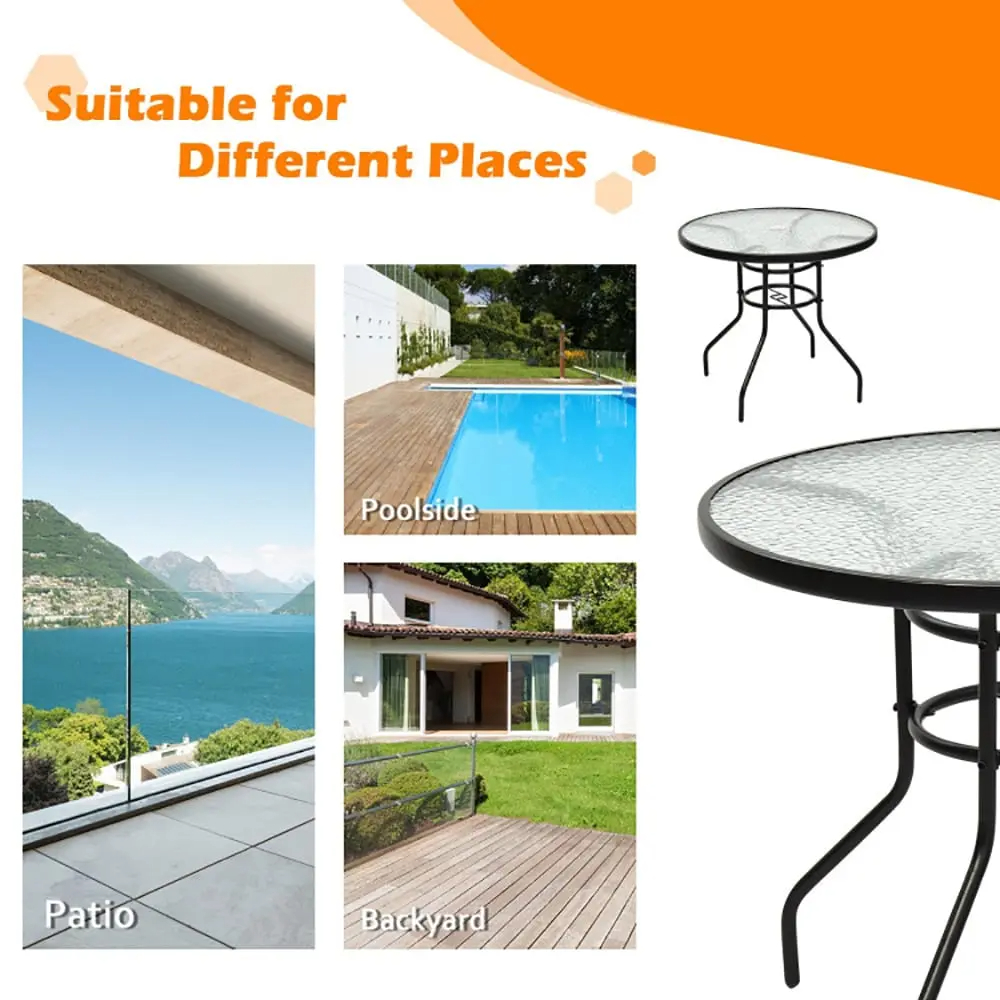 Tappio 32 Inch Patio Bar Table, Round Outdoor Bar Height Bistro Table Dining Table Pub Table with Umbrella Hole for Patio Yard Poolside