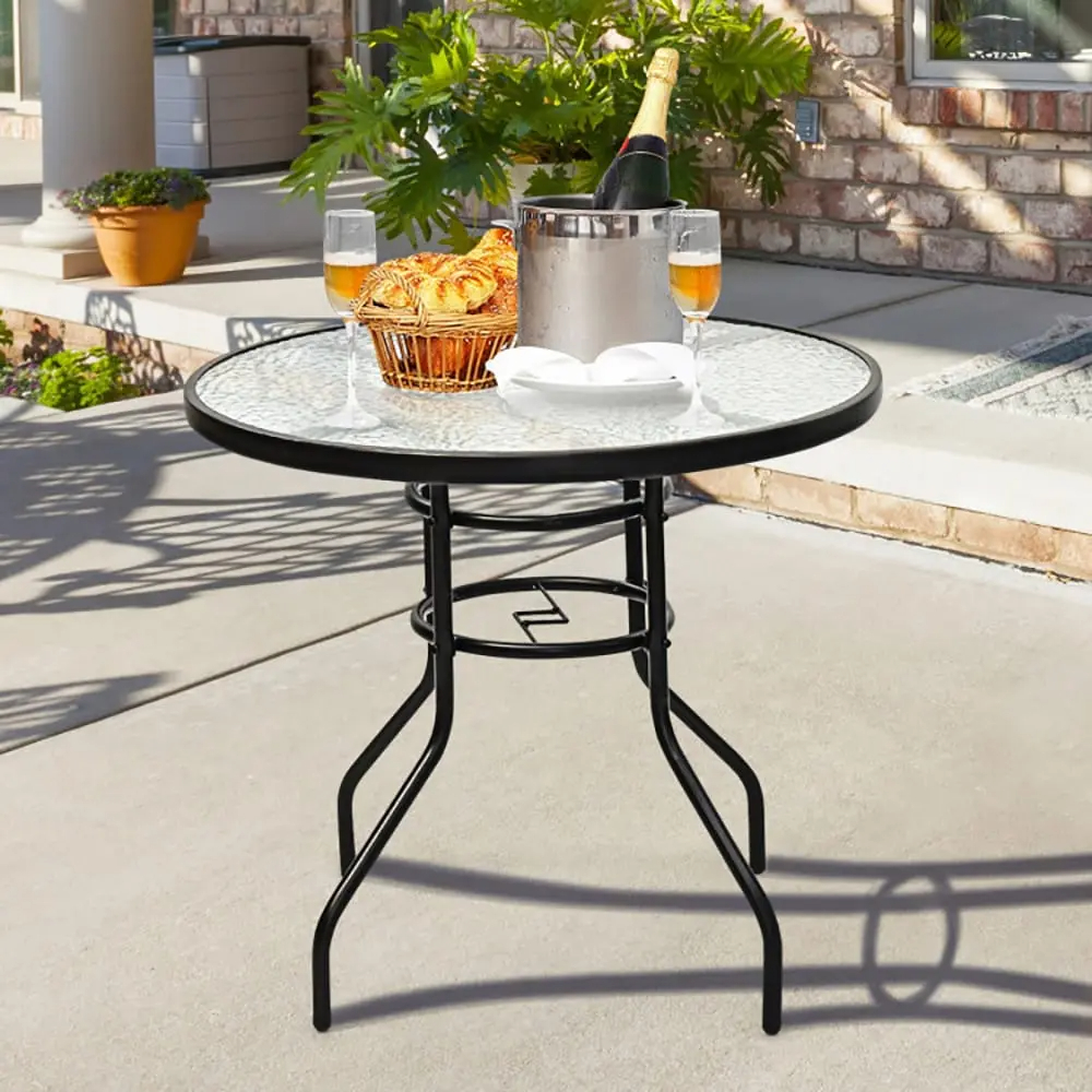Tappio 32 Inch Patio Bar Table, Round Outdoor Bar Height Bistro Table Dining Table Pub Table with Umbrella Hole for Patio Yard Poolside