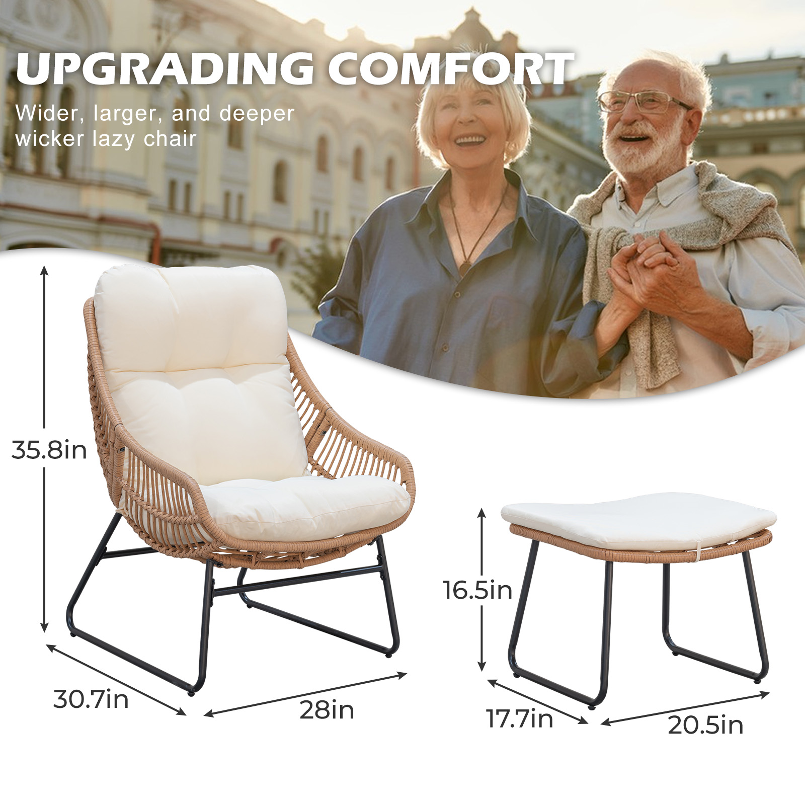 Tappio 2 Person Wicker Papasan Egg Chair, Outdoor Patio Basket Lounge Chair Indoor Oversized Egg Lounger with Thick Cushion for Living Room Bedroom Balcony Porch, Beige