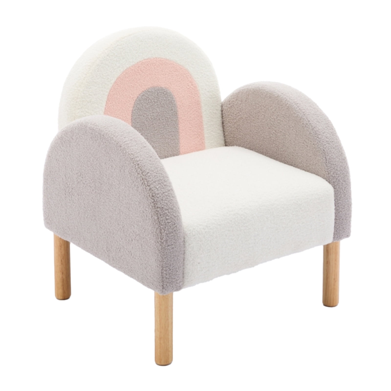 PROHIKER Velvet Accent Sofa Chair, Comfy Armchair Upholstered Reading Accent Chair with Solid Wood Frame, Rainbow Color