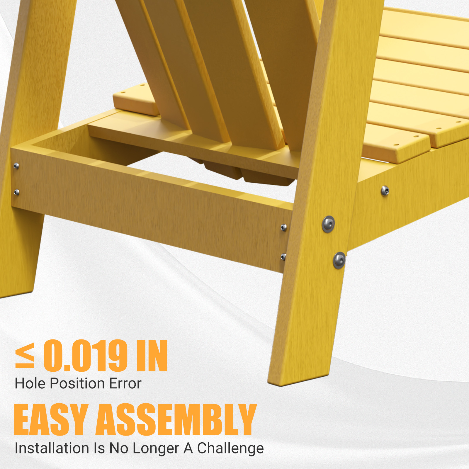 Tappio Adirondack Chair, All Weather Outdoor Patio Chair with Cup Holder, Porch Poolside Chair for Lawn, Yard, Yellow