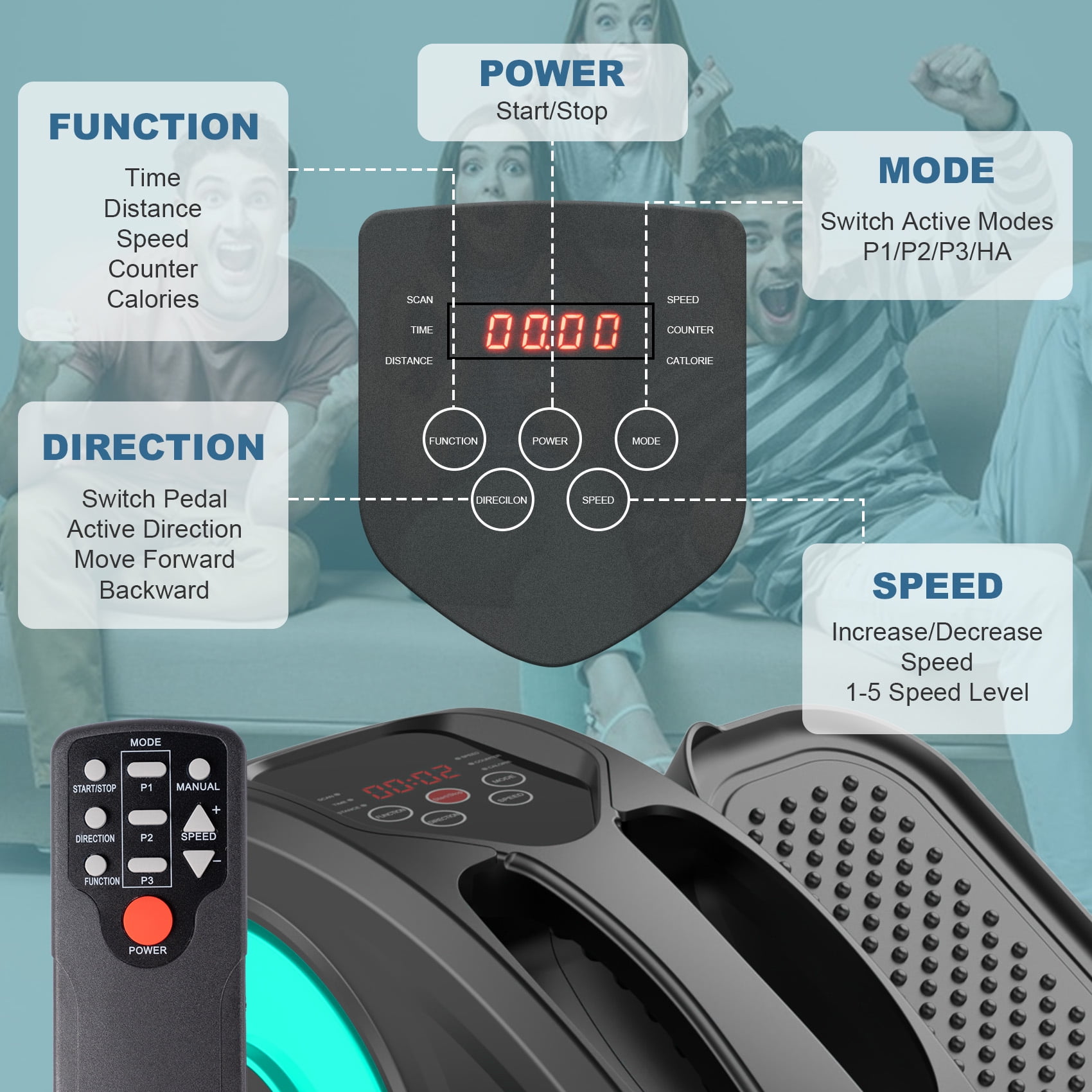 PROHIKER Under Desk Elliptical Machine Electric, Ellipse Leg Exerciser for Seniors Fully Assembled, Portable and Quiet Pedal Exerciser with Remote Control and LCD Display Monitor