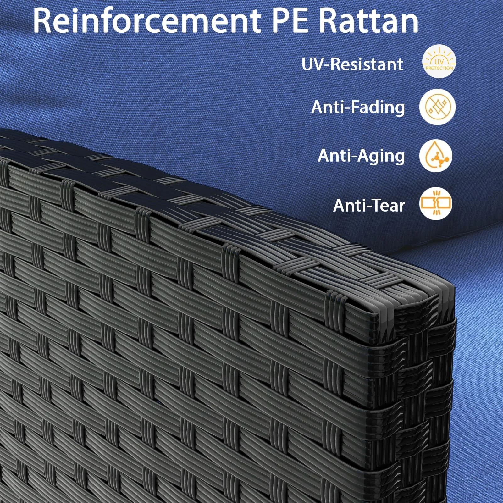 Tappio 4-Piece Rattan Patio Furniture Set, Outdoor Wicker Conversation Set with Tempered Glass Table