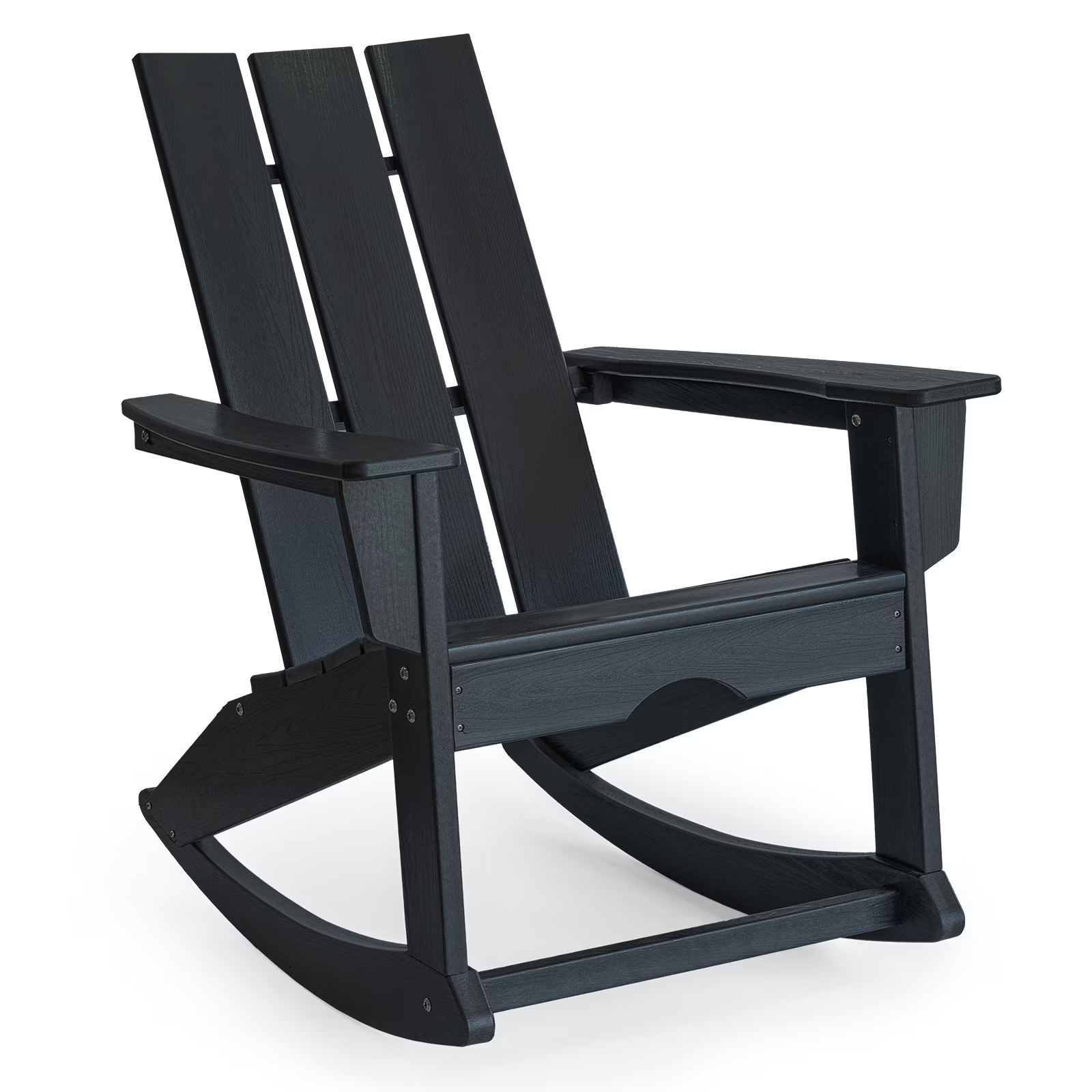 Tappio HDPE Rocking Chair All Weather Porch Rocker with High Backrest, Outdoor Indoor Rocking Armchair, Black
