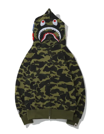 Sudadera BAPE Green Full Zip Shark