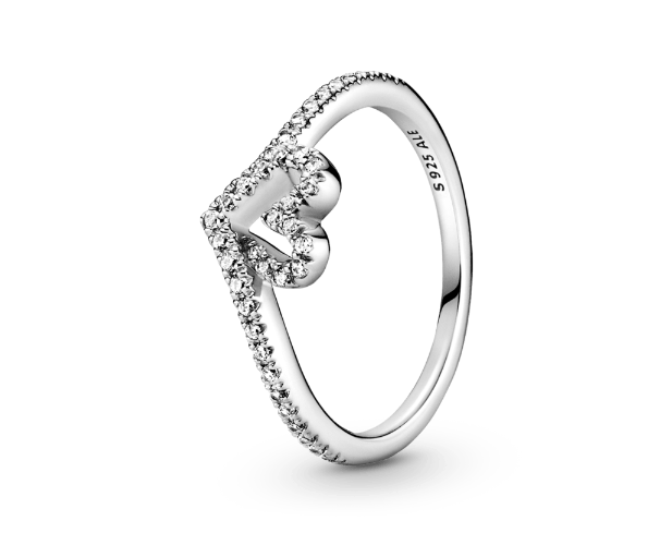 Anillo Pandora Hueso De Los Deseos Con Corazón Brillante