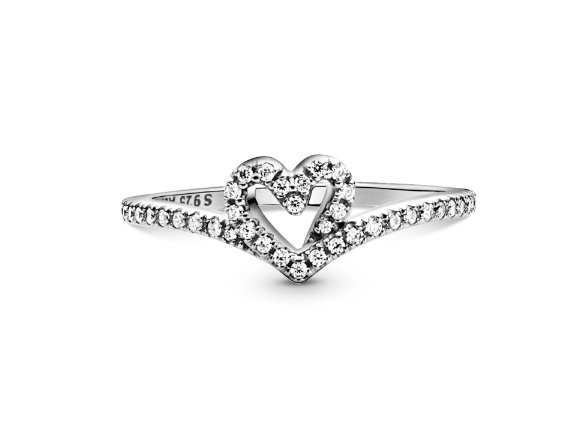 Anillo Pandora Hueso De Los Deseos Con Corazón Brillante