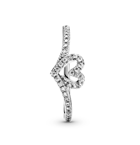 Anillo Pandora Hueso De Los Deseos Con Corazón Brillante