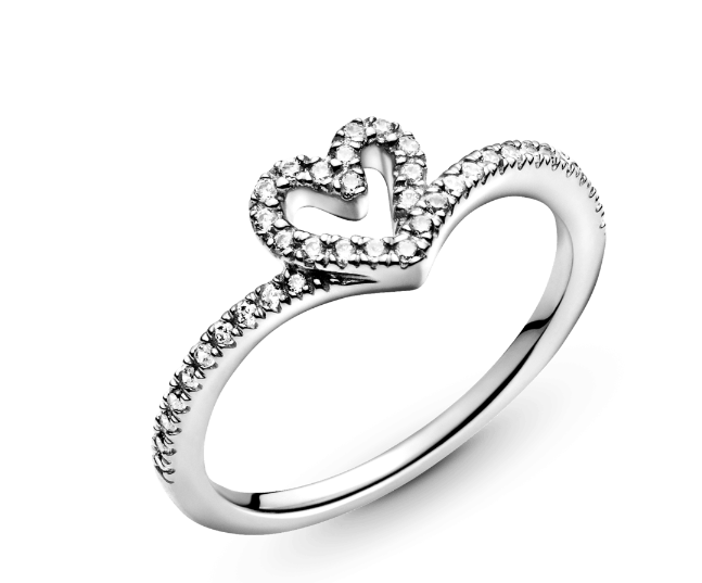 Anillo Pandora Hueso De Los Deseos Con Corazón Brillante