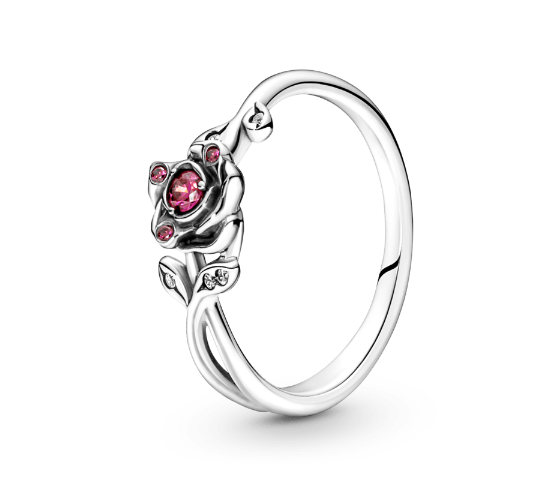 Anillo Pandora En Plata De Ley Rosa De La Bella Y La Bestia De Disney