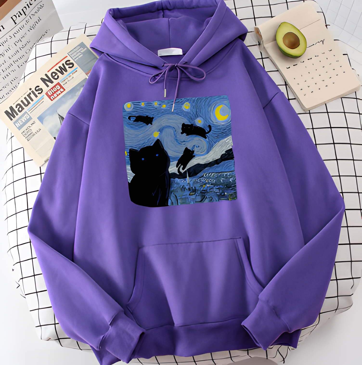 Sudadera Black Cat Starry Night