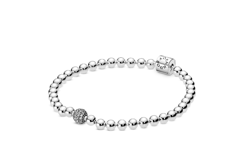 Brazalete Pandora de cuentas y pavé