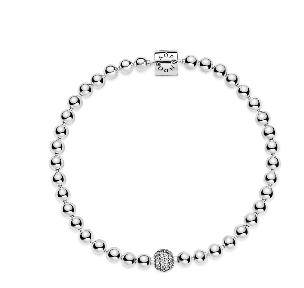 Brazalete Pandora de cuentas y pavé