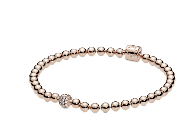 Brazalete de cuentas y pavé Recubrimiento en Oro Rosa de 14k