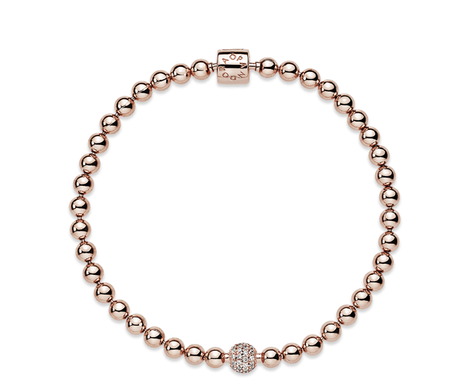 Brazalete de cuentas y pavé Recubrimiento en Oro Rosa de 14k