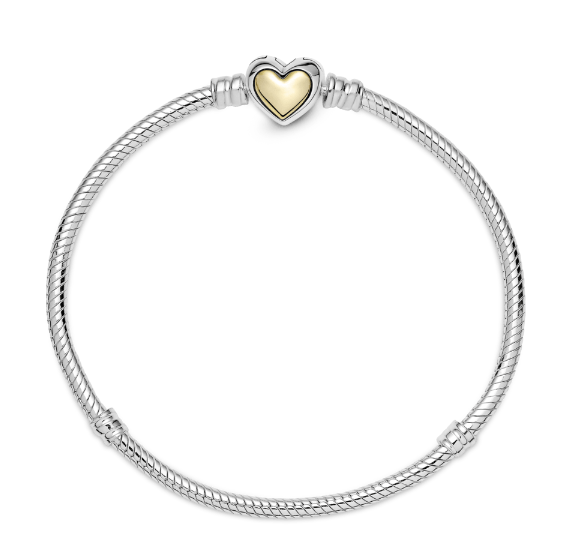 Brazalete Cadena De Serpiente Con Broche De Corazón Dorado Cóncavo Dos Tonos