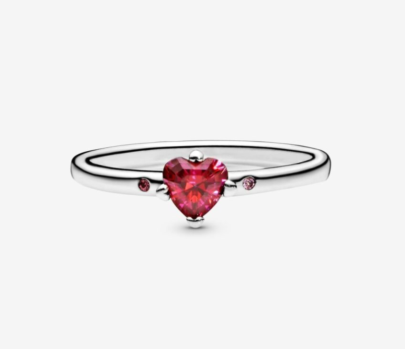 Anillo Corazón rojo reluciente