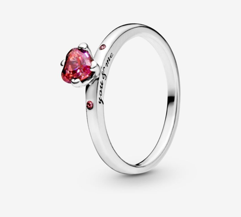 Anillo Corazón rojo reluciente