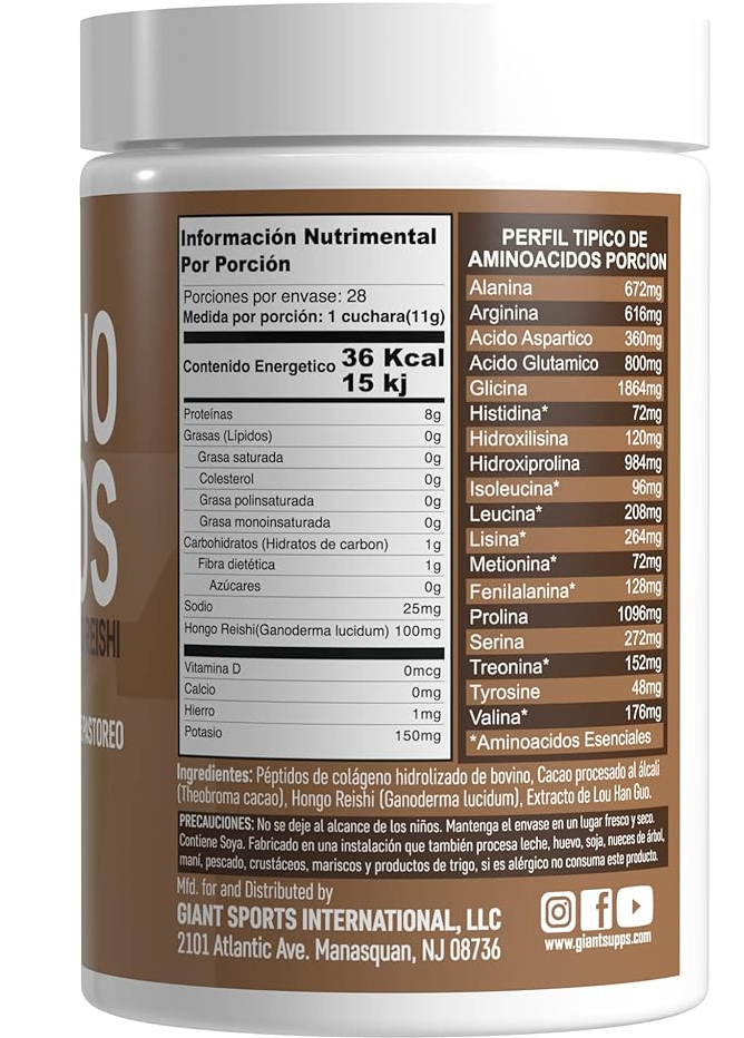 Colágeno Hidrolizado Tipo 1 y 3 Con Cacao y Hongos Reishi 28 Serv 312 gr