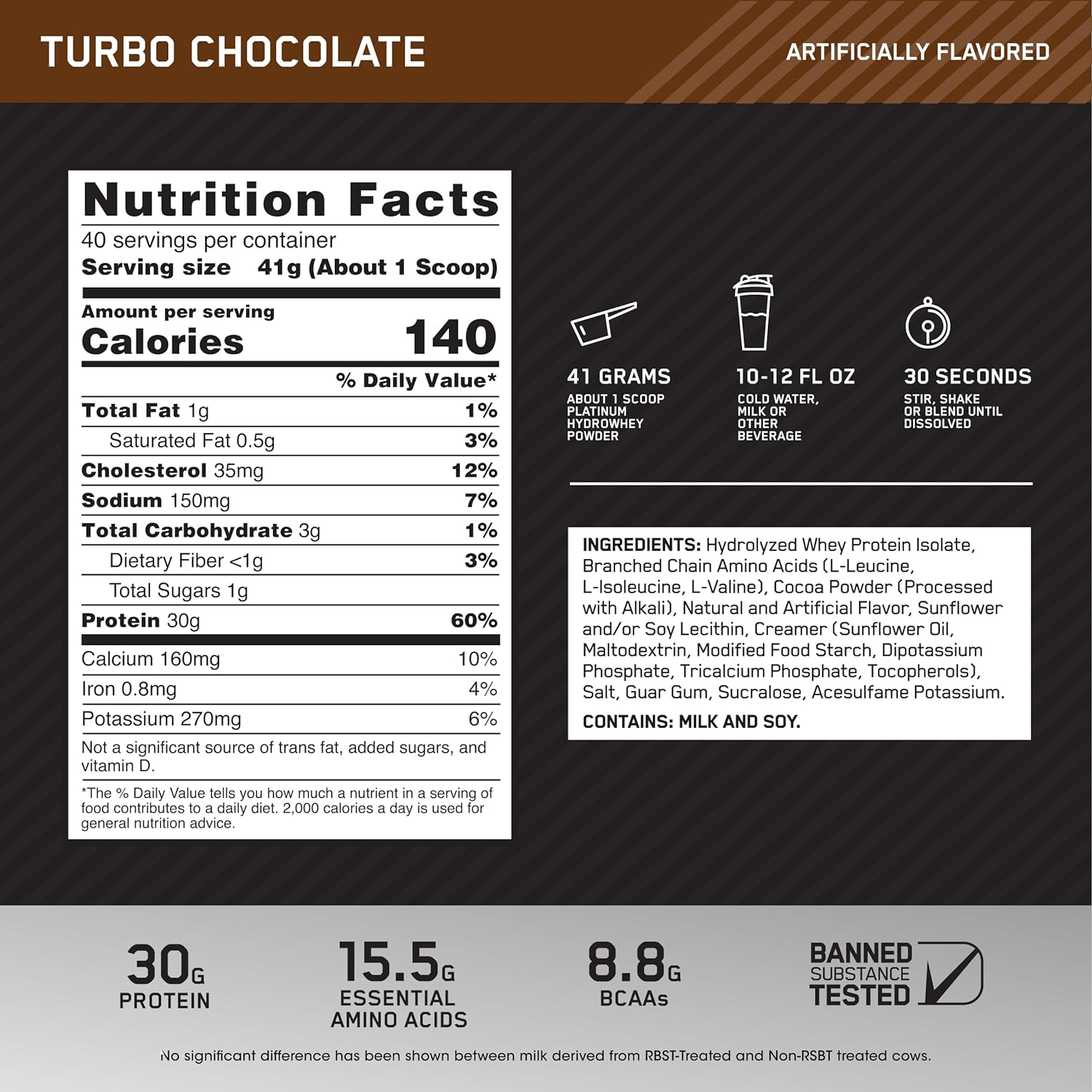 Optimum Nutrition Hydro Whey, Chocolate, 3.61 lb