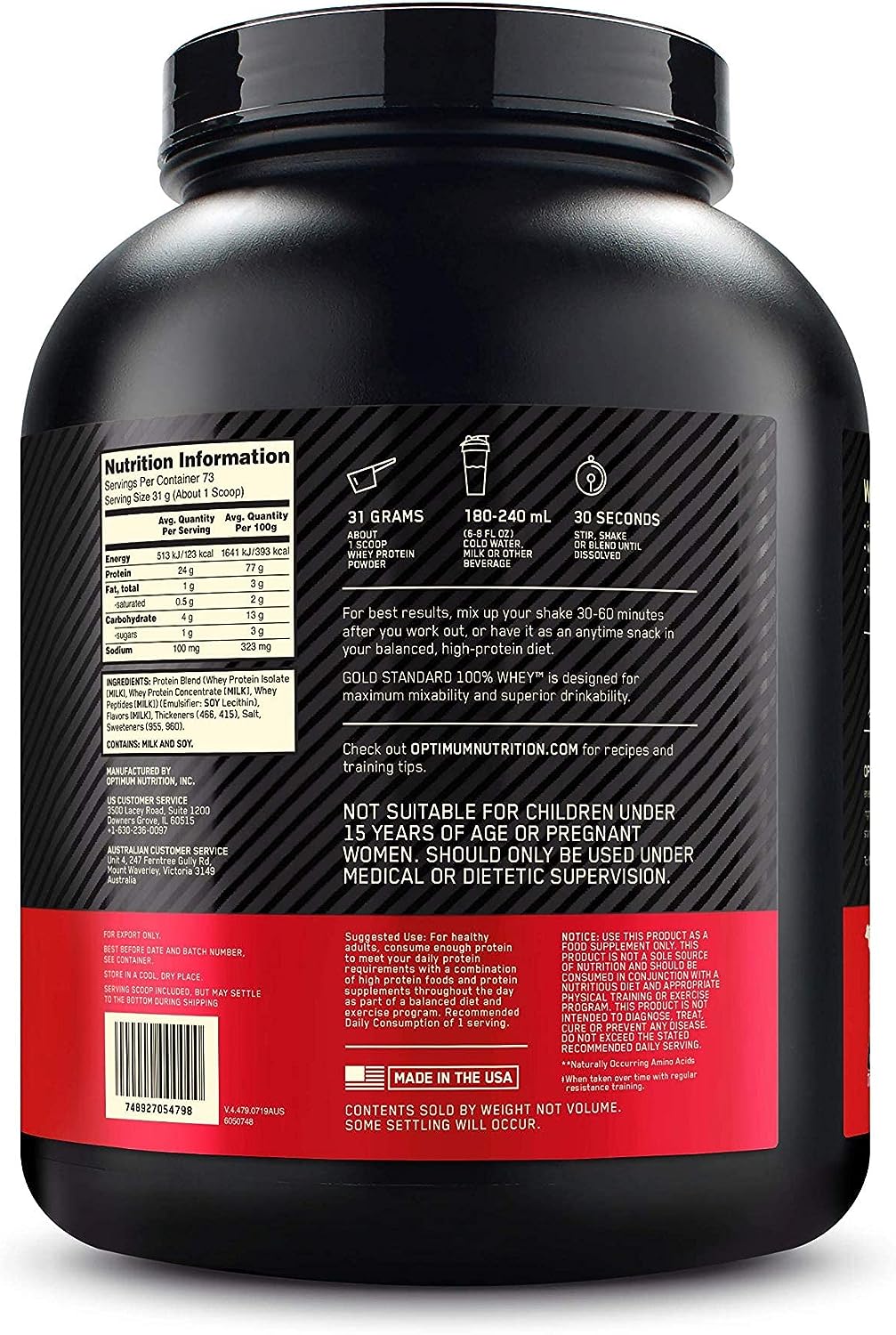 Optimum Nutrition 100% Whey Gold Standard, 5 Lb