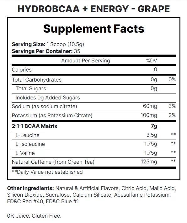 HYDRO BCAA + ENERGY 35 PORCIONES